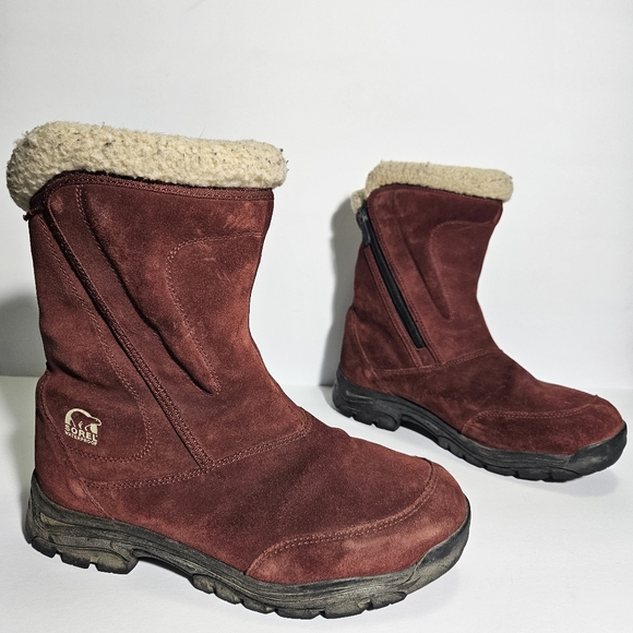 Sorel Burnt Orange Suede Side Zip Insulated Waterfall Winter Boots - Picture 1 of 9